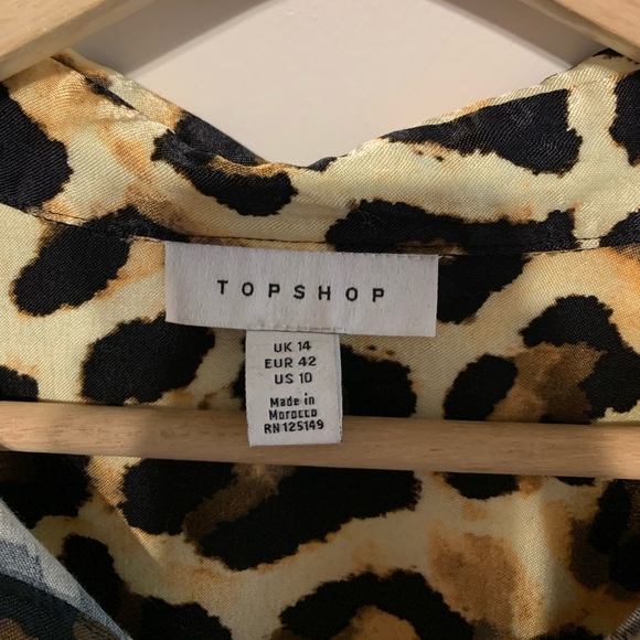 Topshop Leopard Print Satin Animal Print Button Front Size 10 - Picture 9 of 10